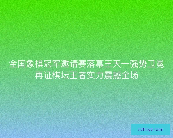 全国象棋冠军邀请赛落幕王天一强势卫冕再证棋坛王者实力震撼全场